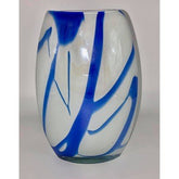 Delfino Art Glass Hand Blown Blue and White Vase - Eva Essentials